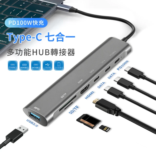 YOLU 七合一多功能擴充HUB集線器 筆電傳輸轉接器 HDMI轉換器 USB3.0轉接頭(高效傳輸 即插即用)