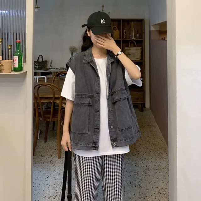 【D.studio】韓版寬鬆百搭顯瘦牛仔外套(牛仔上衣 牛仔背心 上衣 女裝 衣服 外套  J124)
