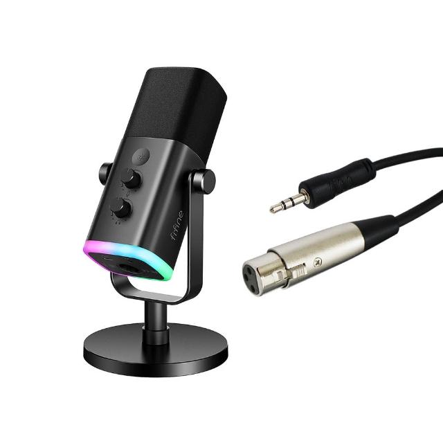 【FIFINE】AM8 錄音室等級 USB/XLR動圈式RGB 直播麥克風(附3.5公頭音源線)