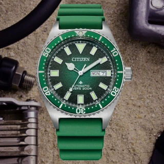 【CITIZEN 星辰】PROMASTER 新NY012復古多彩 200米潛水機械錶-綠41mm(NY0121-09X)