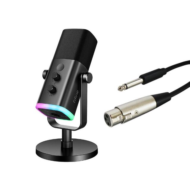 【FIFINE】AM8 錄音室等級 USB/XLR動圈式RGB 直播麥克風(附6.35公頭音源線)