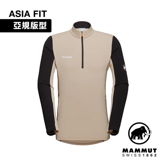 【Mammut 長毛象】Aenergy ML Half Zip Pull AF 保暖立領半拉鍊長袖排汗衣 薩凡納褐/黑 男款 #1016-01120