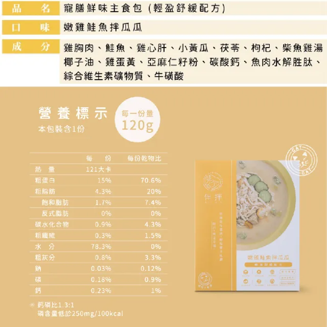 【B.B.YUM 伴拌日嚐】寵物鮮食主食包120g*4入組 開封即食 常溫保存(無膠 貓鮮食 貓主食 均衡養生 機能調理)