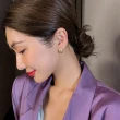 【SECRET BOX】韓國設計S925銀針輕奢白貝鋯石拼接設計耳環(S925銀針耳環 白貝耳環 鋯石耳環)