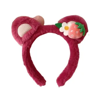 【MISA】草莓熊髮箍 花朵髮箍/甜美草莓熊可愛花朵造型髮箍 髮圈(2色任選)