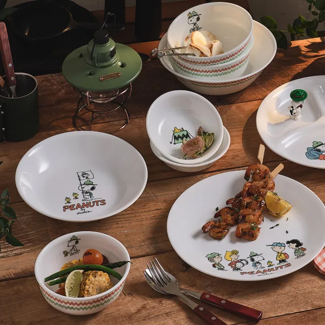 【CorelleBrands 康寧餐具】SNOOPY 露營趣 325ML中式飯碗(411)