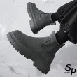 【Sp house】刷色皮革高幫機車套腳男性短靴(4色可選)