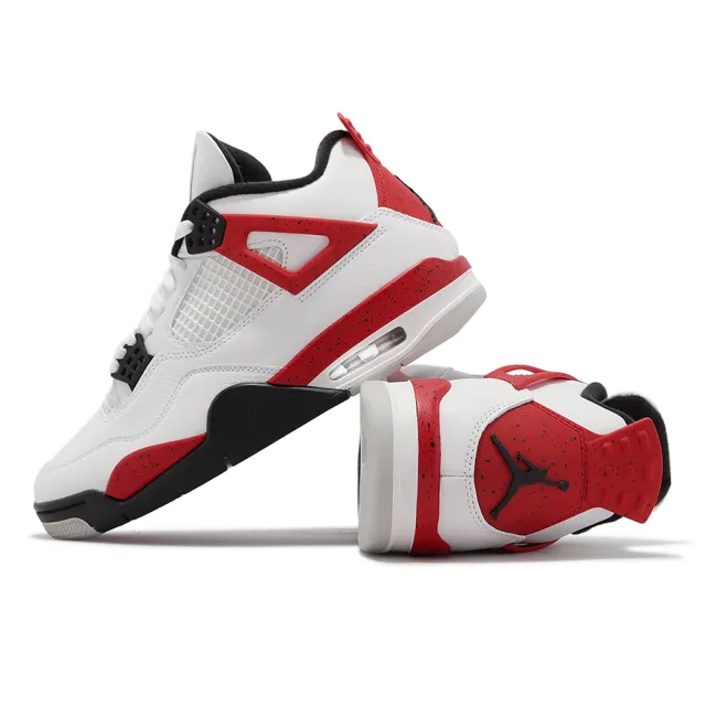 NIKE 耐吉】Air Jordan 4 Retro 男鞋白紅黑紅水泥4代休閒鞋(DH6927-161