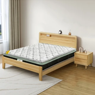 【IHouse】北歐實木床組 雙人5尺(可調式床台+床頭櫃+石墨烯床墊)
