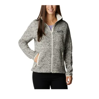 【Columbia 哥倫比亞 官方旗艦】女款-W Sweater Weather™快排刷毛針織外套-花灰色(UAR05690HGHF)