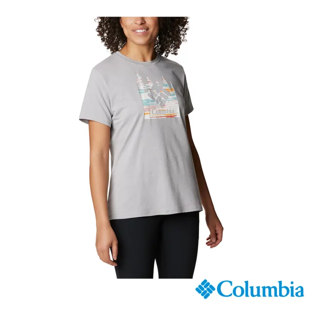 【Columbia 哥倫比亞 官方旗艦】女款-Sun Trek™UPF50快排短袖上衣-灰色(UAR21910GYHF)