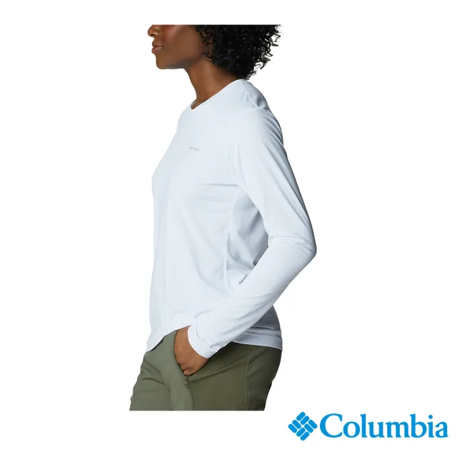 【Columbia 哥倫比亞 官方旗艦】女款-Columbia Hike™快排長袖上衣-白色(UAR08930WTHF)