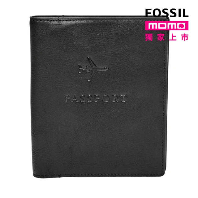FOSSIL 真皮RFID防盜護照夾-黑色 MLG0358001