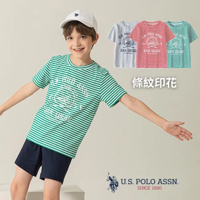 【U.S. POLO ASSN.】男童印花T恤