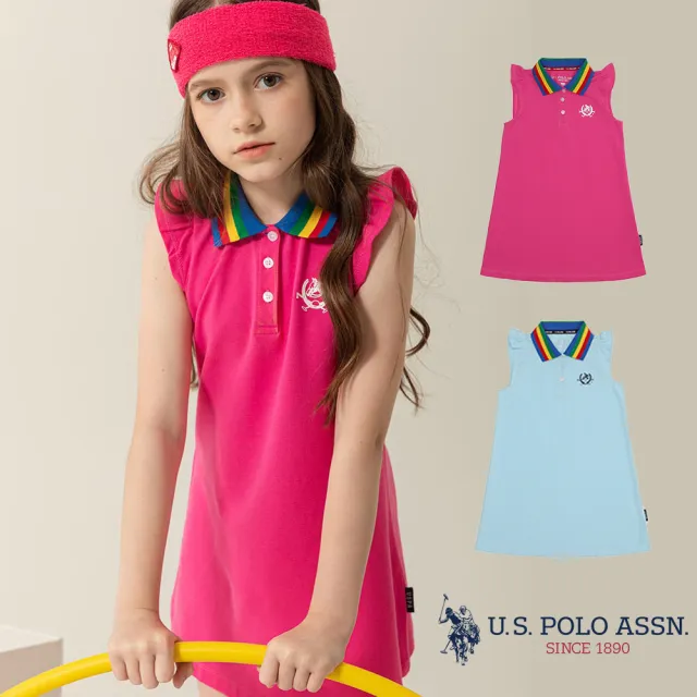 【U.S. POLO ASSN.】女童POLO連身裙(紅/藏藍/明黃/淺藍/淺粉/草綠)