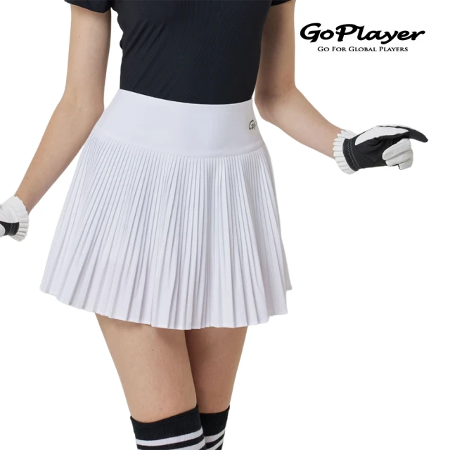 【GoPlayer】女高爾夫百褶褲裙-白.黑(高爾夫女裙 短裙 運動褲裙)