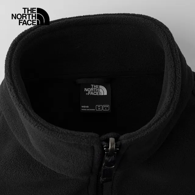 【The North Face 官方旗艦】北面男款黑色舒適保暖立領抓絨外套｜83O9JK3