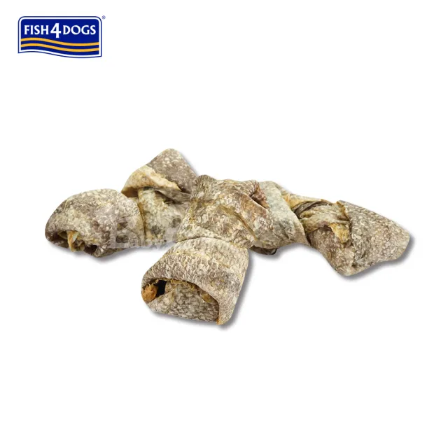 【FISH4DOGS 海洋之星】潔牙魚皮點心-結骨100g*2入組(寵物零食 狗零食 清潔牙齒)