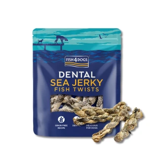 【FISH4DOGS 海洋之星】潔牙魚皮點心-麻花捲 100G*2入(寵物零食 狗零食 清潔牙齒)