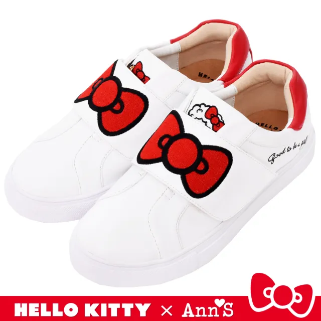 【Ann’S】Ann’S X Sanrio三麗鷗 HELLO KITTY聯名美式漢堡爆米花-蝴蝶結魔鬼氈躲貓貓球鞋(白)