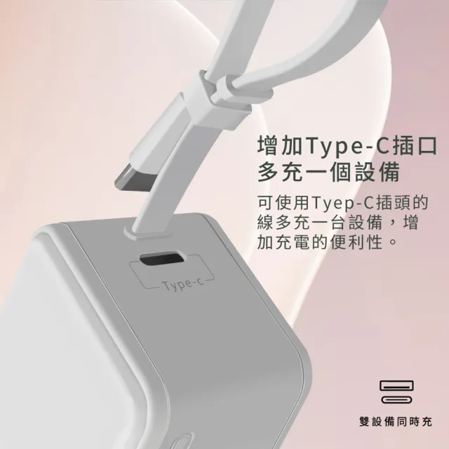 【amuok】5000mAh 20W Lightning 插頭二合一 行動電源/移動電源(自帶線)