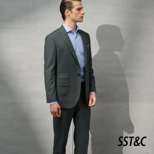 【SST&C 最後６５折】灰色紋理修身西裝褲0212203003