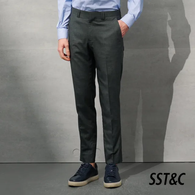 【SST&C 最後６５折】灰色紋理修身西裝褲0212203003