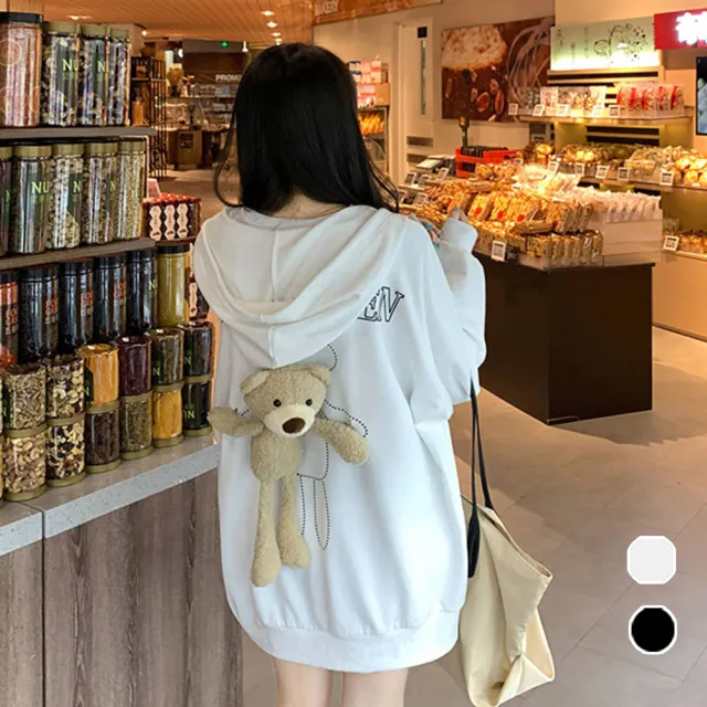 【良池】小熊公仔寬鬆連帽上衣外套