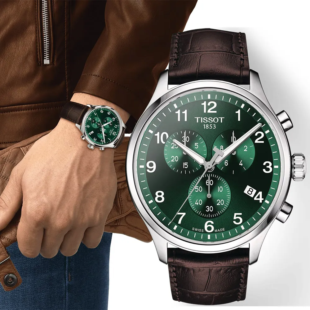 【TISSOT 天梭 官方授權】韻馳系列 Chrono XL三眼計時手錶-45mm 母親節 禮物 送禮(T1166171609200)