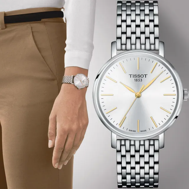 【TISSOT 天梭】Everytime 經典雋永大三針女錶-34mm 錶 生日禮 送禮(T1432101101101)