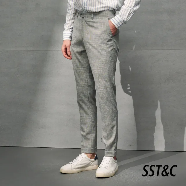 【SST&C 最後６５折】淺灰紋理修身西裝褲0212203009
