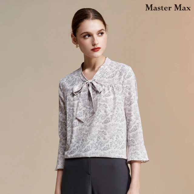 【Master Max】活動式綁帶寬鬆感碎花七分袖雪紡上衣(8327102)