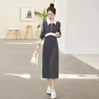 【米蘭精品】洋裝連身長裙(假兩件運動風條紋長袖女裙子3色74fy7)