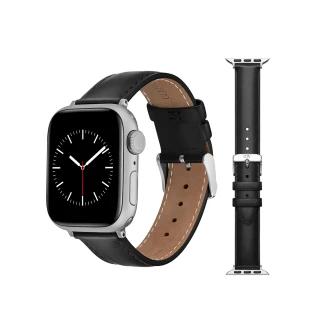 【Daniel Wellington】DW 錶帶 Apple Watch 18/20mm智慧手錶皮革錶帶-極光銀