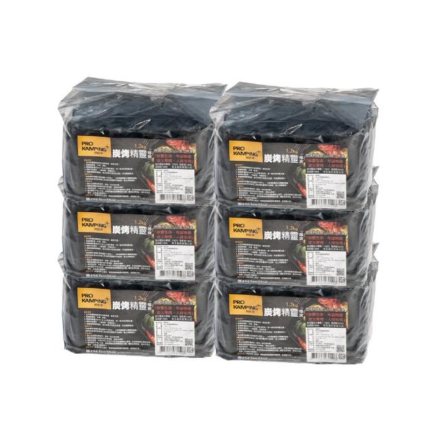 【Pro Kamping 領航家】炭烤精靈椰炭1.2KG/6入(烤肉木炭 無煙木炭 炭精椰炭 環保椰子炭 燒烤木炭)