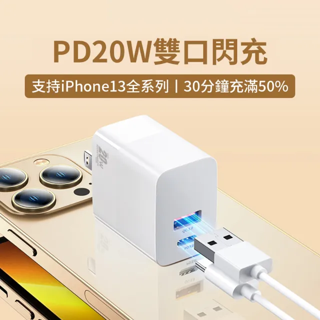 【ANTIAN】20W 雙孔PD快充充電器 PD/QC3.0 蘋果折疊充電頭 iphone 豆腐頭 旅充(iPhone15/14/13/12)