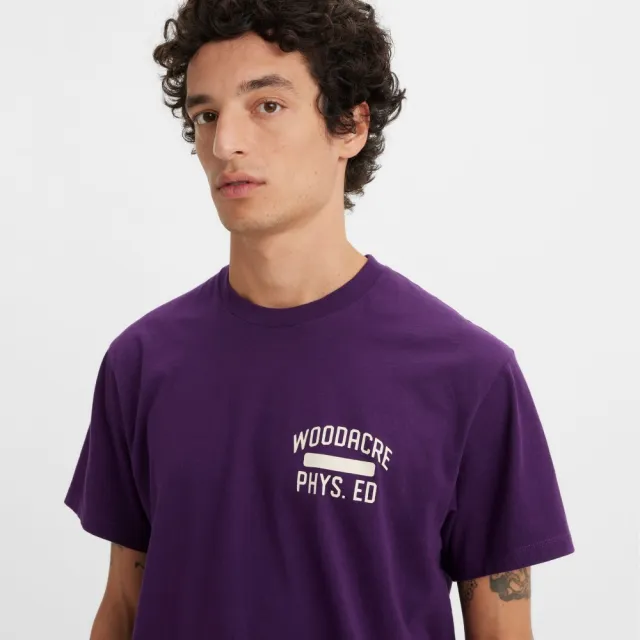 【LEVIS】Gold Tab金標系列 男款 寬鬆版短袖素T恤 紫 上衣 熱賣單品 A3757-0032