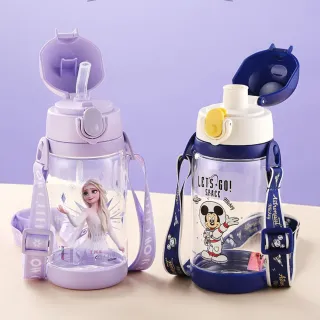 【Disney 迪士尼】背帶式吸管直飲一杯雙蓋兒童水壺 - 520ml(不含雙酚A)