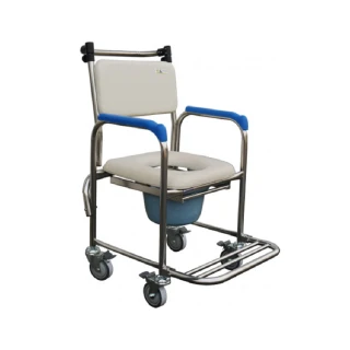 【海夫健康生活館】杏華 不鏽鋼 便椅洗澡椅 專利橫推把 固手 低踏板(ST020-TQ4)