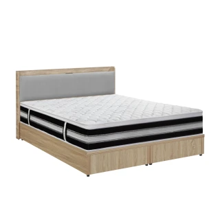 【IHouse】沐森 房間3件組 雙人5尺(插座床頭+床底+獨立筒床墊)
