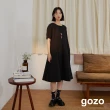 【gozo】小蓬袖半開襟收腰洋裝(兩色)