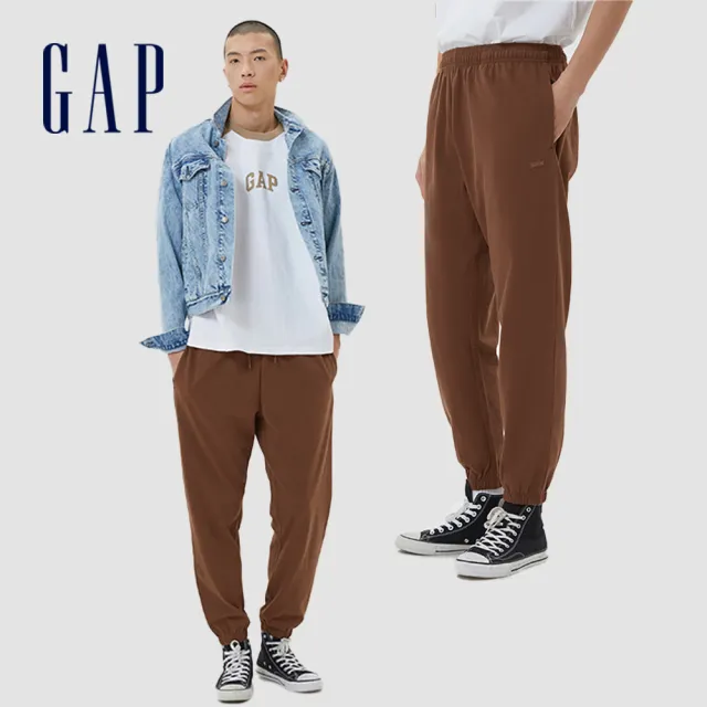 【GAP】男裝 Logo寬鬆運動束口棉褲 厚磅密織水洗棉系列-多色可選(598731)