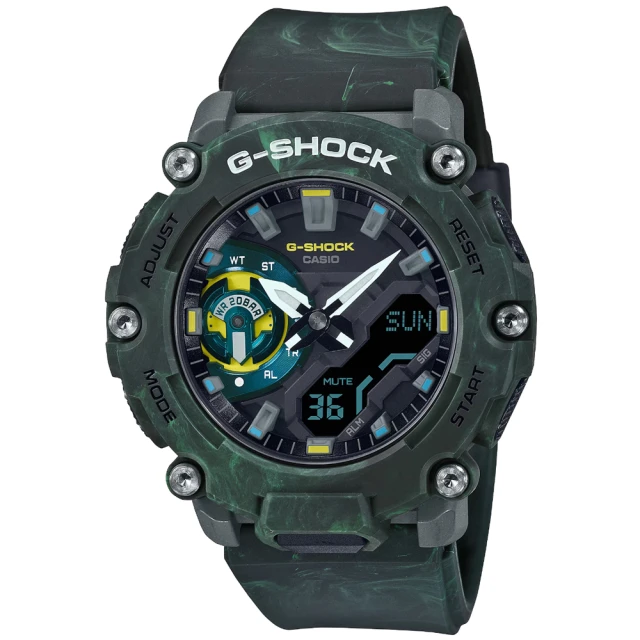 CASIO 卡西歐 卡西歐G-SHOCK雙顯電子錶-迷彩綠(GA-2200MFR-3A 台灣公司貨)
