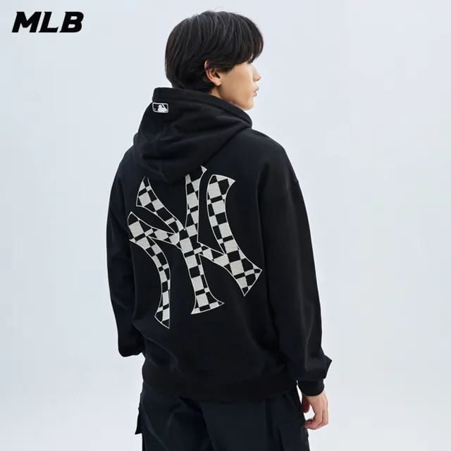 【MLB】連帽上衣 帽T Checkerboard系列 紐約洋基隊(3AHDO0134-50BKS)