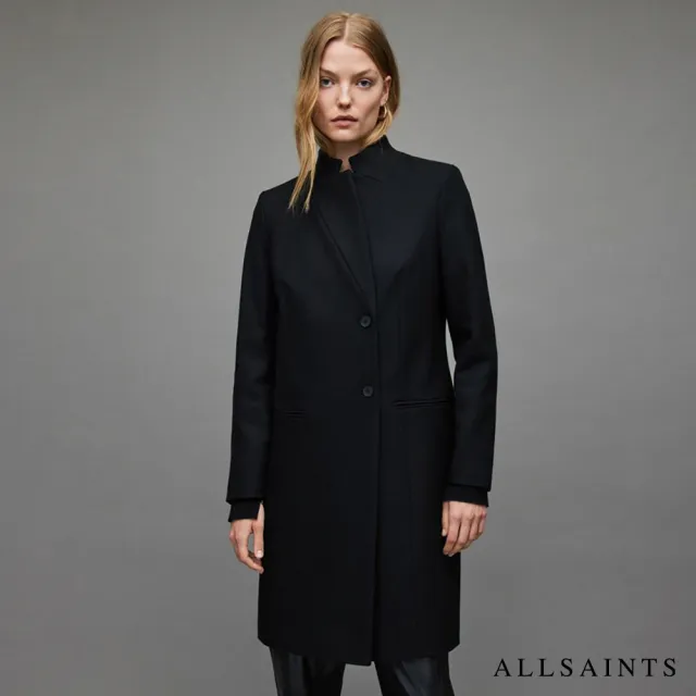 【ALLSAINTS】SIDNEY 羊毛混紡單排扣中長版羊毛大衣 WO189V(常規版型)