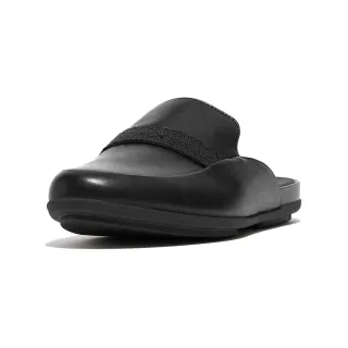 【FitFlop】GRACIE OPUL-TRIM LEATHER MULES皮革木屐鞋穆勒鞋-女(黑色)