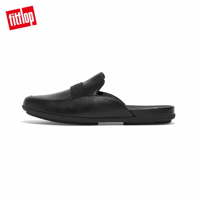 【FitFlop】GRACIE OPUL-TRIM LEATHER MULES皮革木屐鞋穆勒鞋-女(黑色)