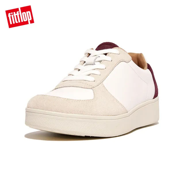 【FitFlop】RALLY LEATHER/SUEDE PANEL SNEAKERS時尚百搭繫帶休閒鞋-女(葡萄紫)