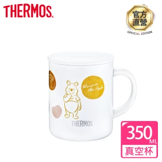 【THERMOS膳魔師】momo獨家小熊維尼甜甜圈篇不鏽鋼真空杯350ml(JDG-350WP-WH)