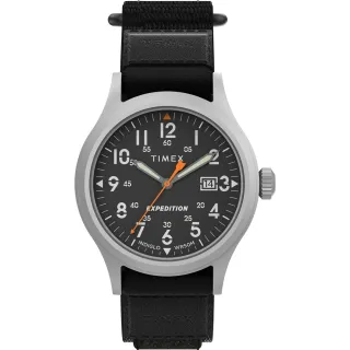 【TIMEX】天美時 遠征系列  40毫米戶外手錶 銀框x黑色織物黏式錶帶 TXTW4B29600